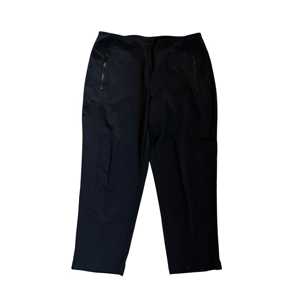 Chicos Zenergy Black Cropped Pants sz 1.5 US 10 Stretch Golf Travel Active Chic